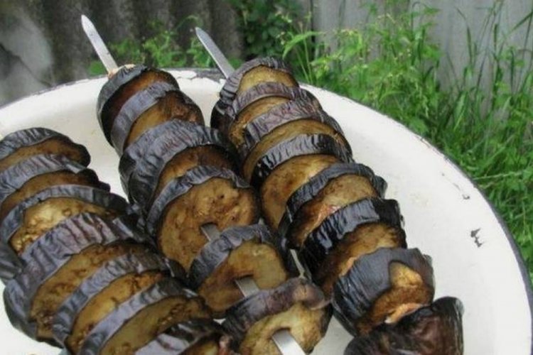Eggplant with Mayonnaise on the Grill