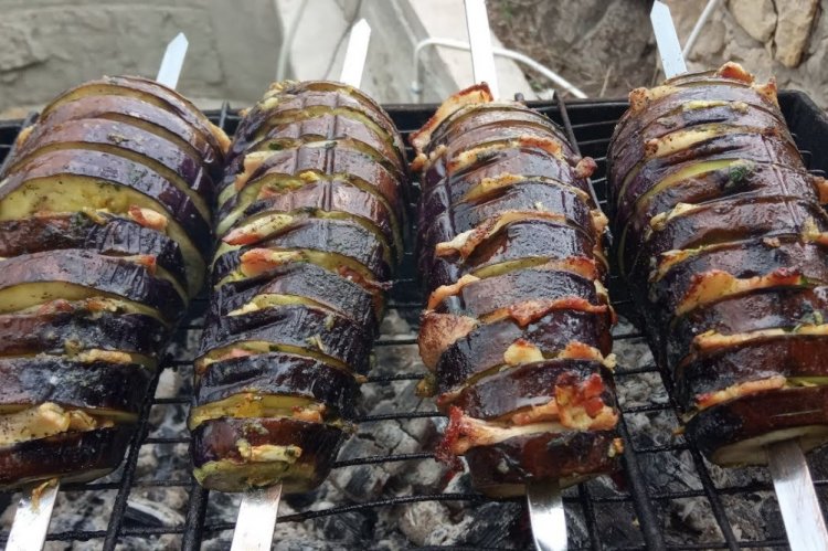 Eggplant with Bacon on the Grill