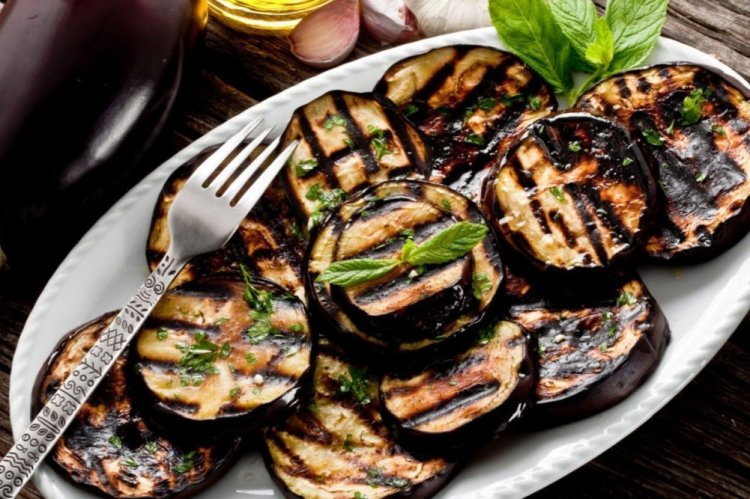 Eggplant with Onion on the Grill