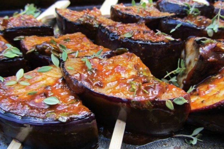 Eggplant in Honey Glaze on the Grill