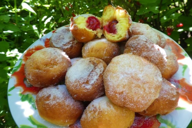 Kefir Doughnuts with Cherries
