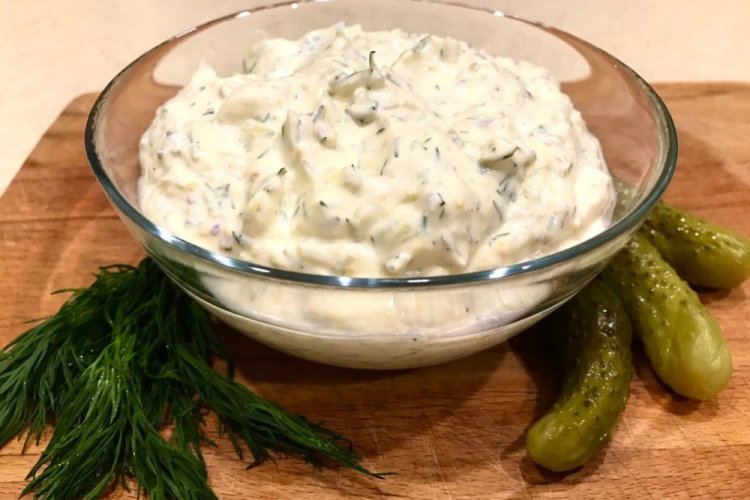 Mayonnaise Sauce with Pickled Cucumbers for Dumplings