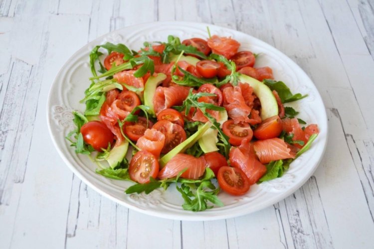 Avocado, Salmon, and Tomato Salad