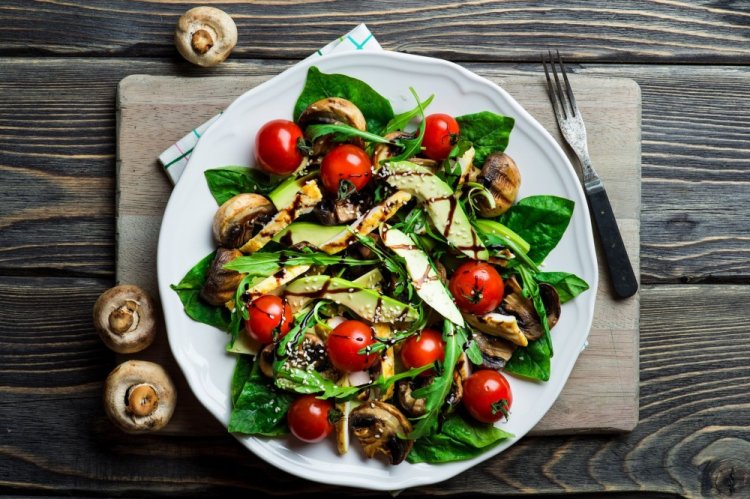 Avocado, Mushroom, and Tomato Salad