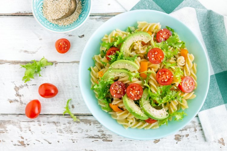 Pasta, Avocado, and Tomato Salad