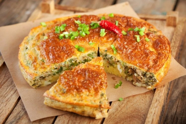 Pastel de kéfir con conservas de pescado