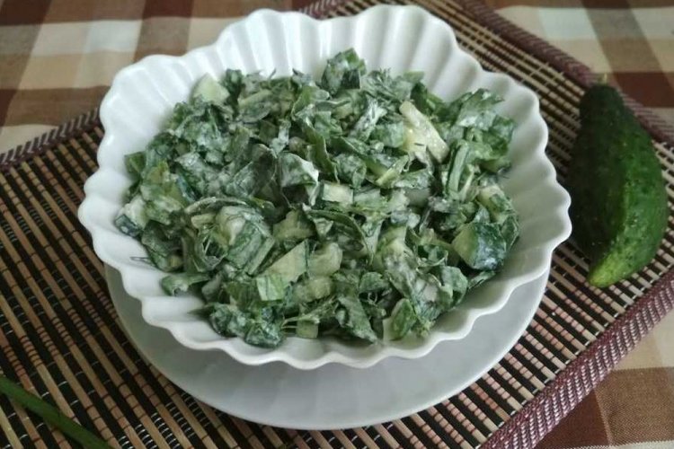 Green Sorrel Salad with Cucumbers and Dill