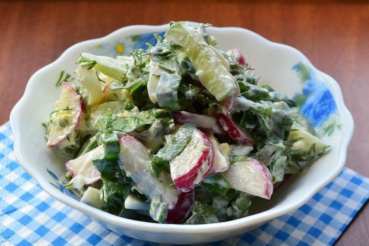 Radish, Sorrel, Cucumber, and Egg Salad