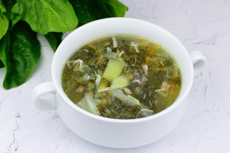 Soup with Cabbage, Sorrel, and Spinach