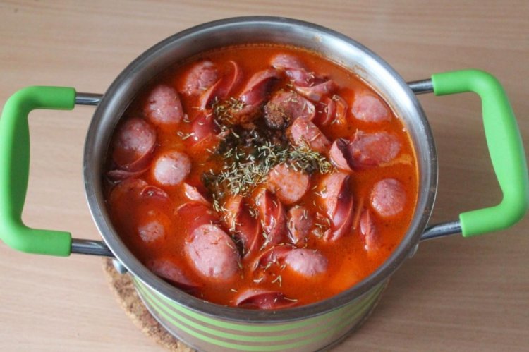 Cabbage Soup with Sausages