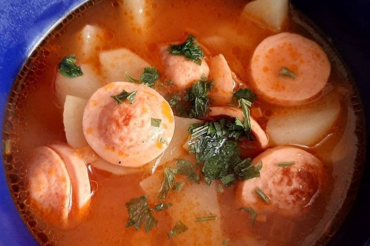 Tomato Soup with Sausages