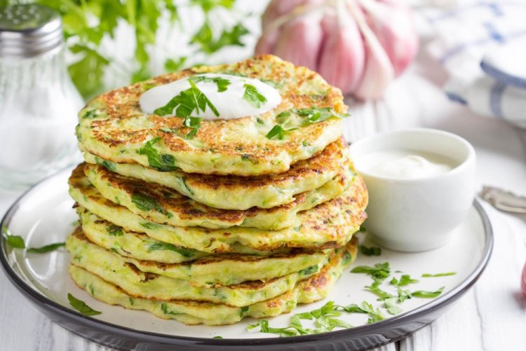 Zucchini Pancakes with Vanilla Yogurt