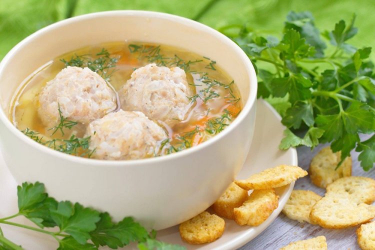 Vegetable Soup with Chicken Meatballs