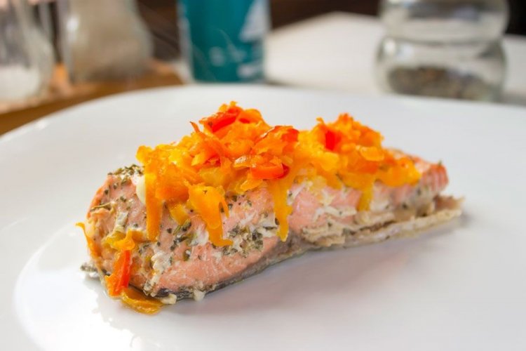 Chum Salmon with Vegetable Topping in the Oven