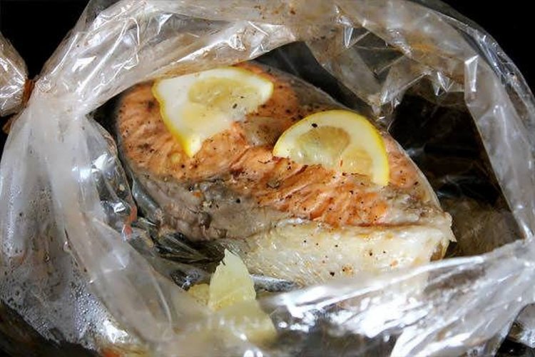 Chum Salmon in a Roasting Bag in the Oven