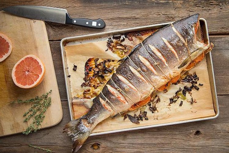 Whole Baked Chum Salmon in the Oven