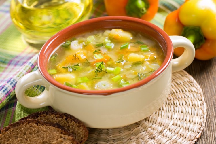 Vegetable Soup with Smoked Chicken
