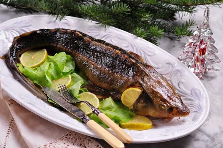 Esturión en adobo de mostaza al horno