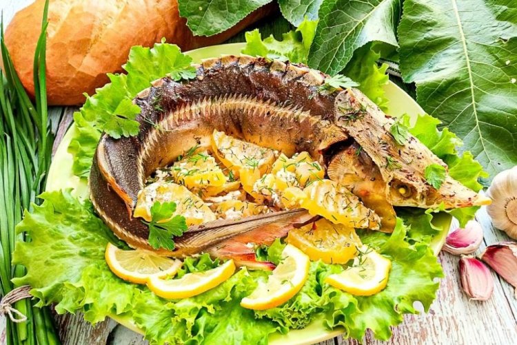 Esturión gratinado con queso al horno