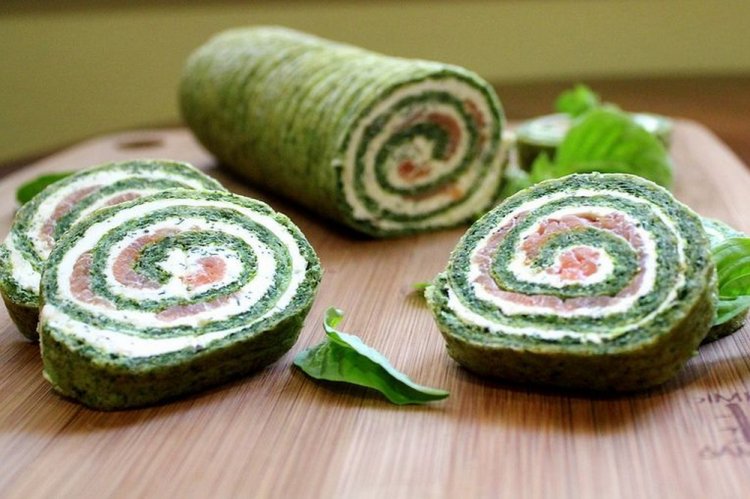 Nettle and Spinach Roll with Red Fish