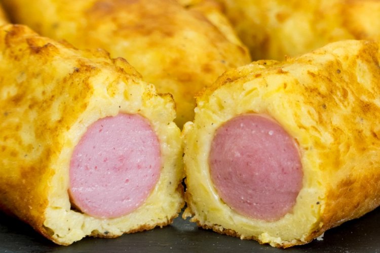 Sausages with Cheese in Potato Dough