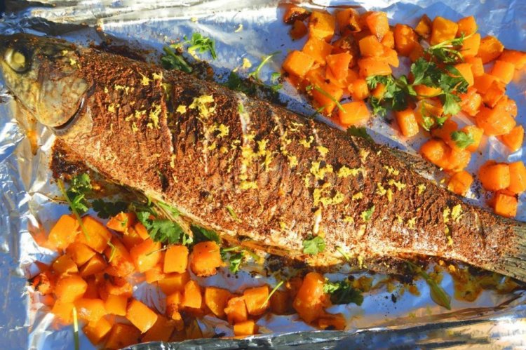 Mullet with Pumpkin and Cinnamon in the Oven