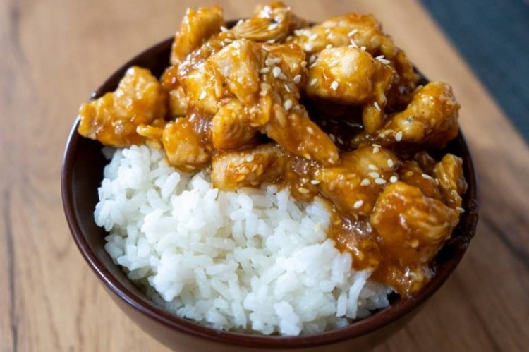 Turkey in Sweet and Sour Sauce in a Skillet