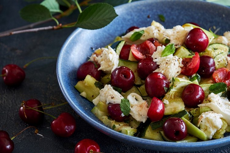 Zucchini Salad with Cherries and Basil