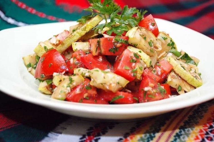 Zucchini Salad with Spinach and Chard