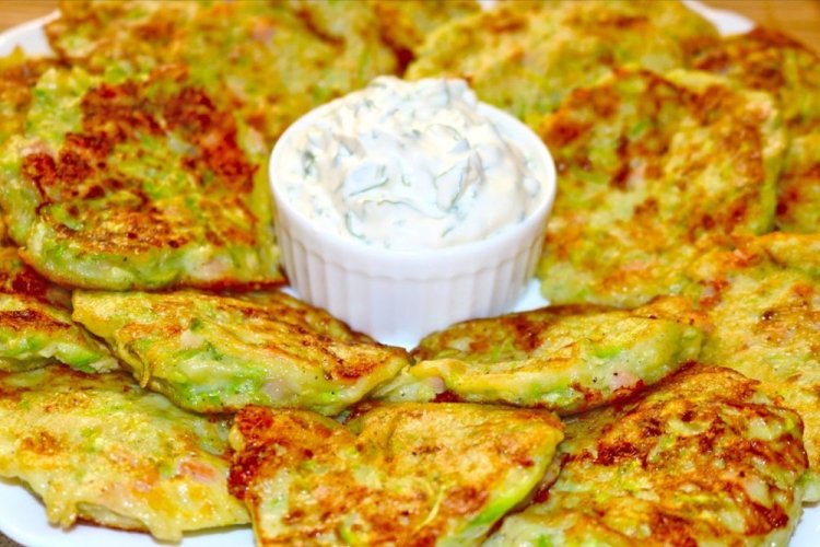 Zucchini Fritters with Cheese and Ham