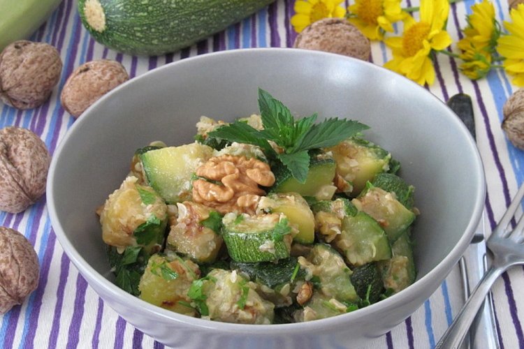 Warm Zucchini and Walnut Salad