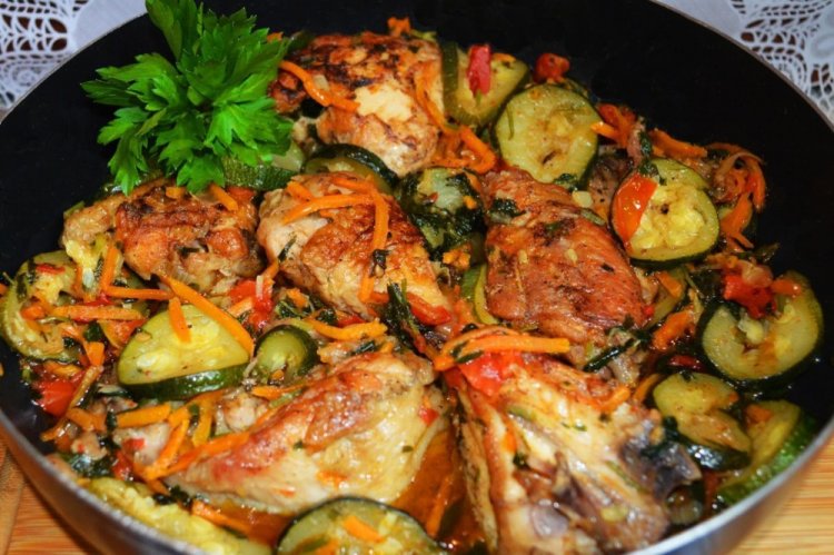 Chicken with Zucchini in a Pan