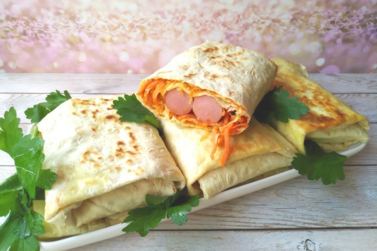 Hot Dog with Cheese in Lavash