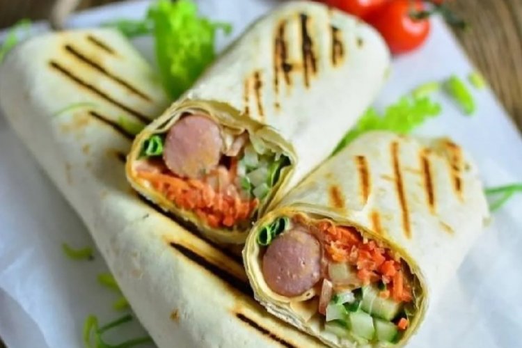 Grilled Hot Dog in Lavash