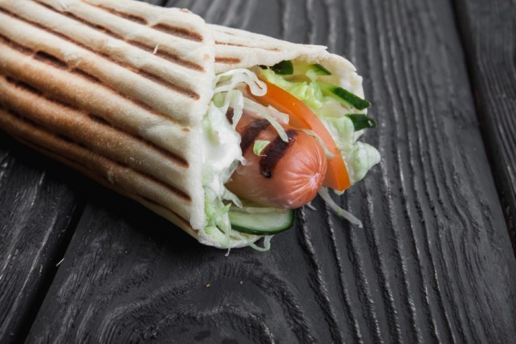 Hot Dog with Spinach in Lavash