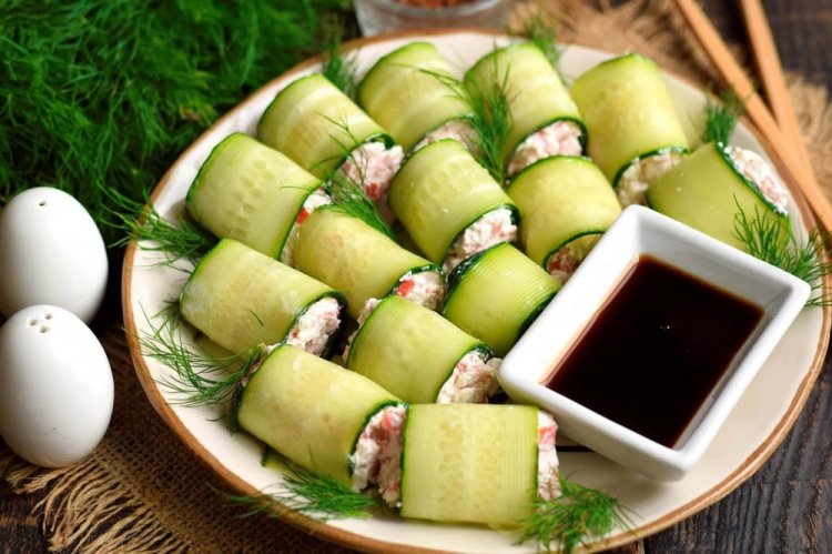 Cucumber Rolls with Crab Sticks