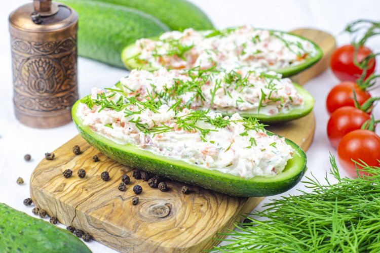 Stuffed Cucumbers with Tomato and Cheese