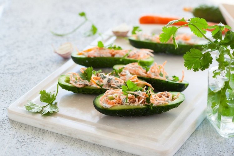 Cucumber Appetizer with Carrots and Walnuts