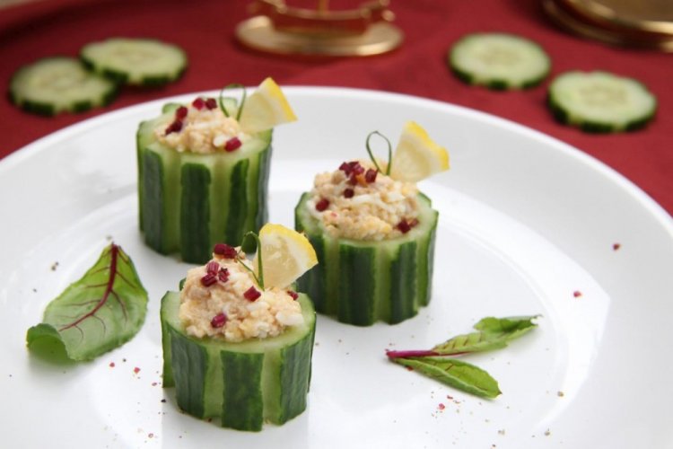Stuffed Cucumbers with Egg and Cheese