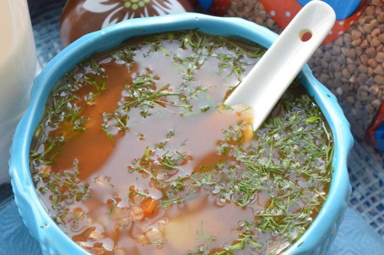 Buckwheat Soup with Beet Greens