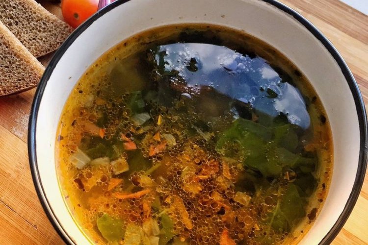Beet Greens Soup with Root Vegetables