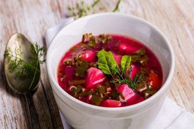 Beet Greens Soup with Tomato Paste