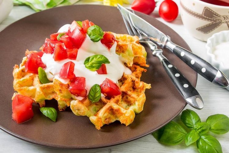 Zucchini Waffles with Semolina