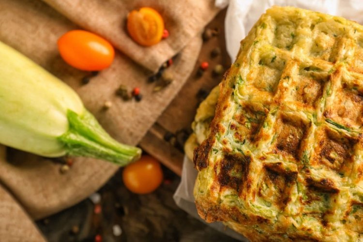 Zucchini Waffles with Onion