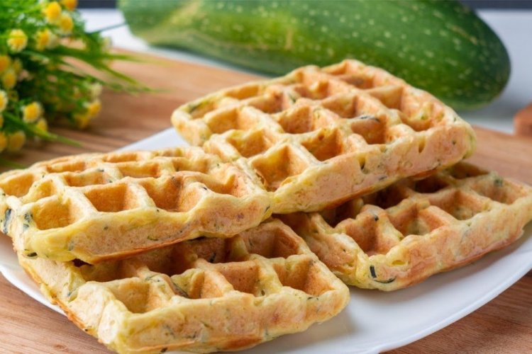 Zucchini Waffles with Cottage Cheese