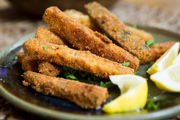 Breaded Zucchini in a Frying Pan