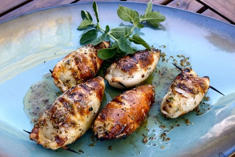 Grilled Squid Marinated in Kefir with Spices