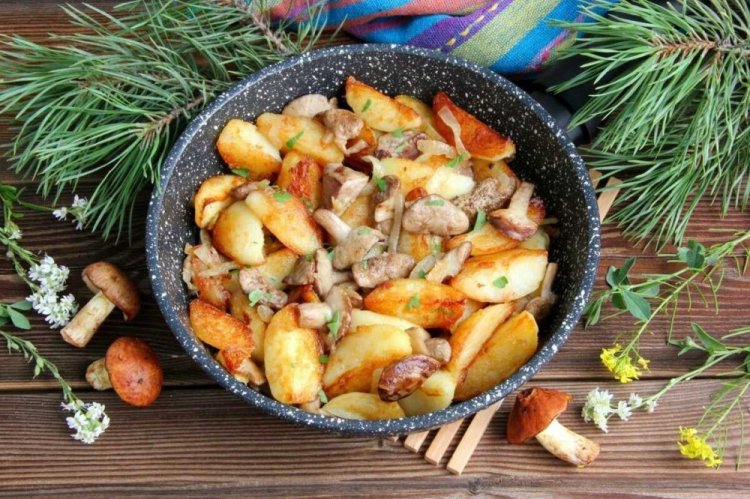 Fried Suillus Mushrooms with Potatoes
