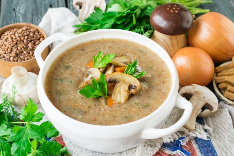 Lenten Cream of Mushroom and Buckwheat Soup