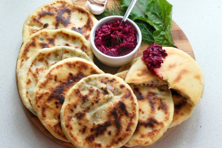 Flatbreads with Cottage Cheese and Beet Greens